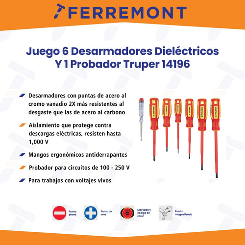 Juego 6 Desarmadores Dieléctricos Y 1 Probador Truper 14196