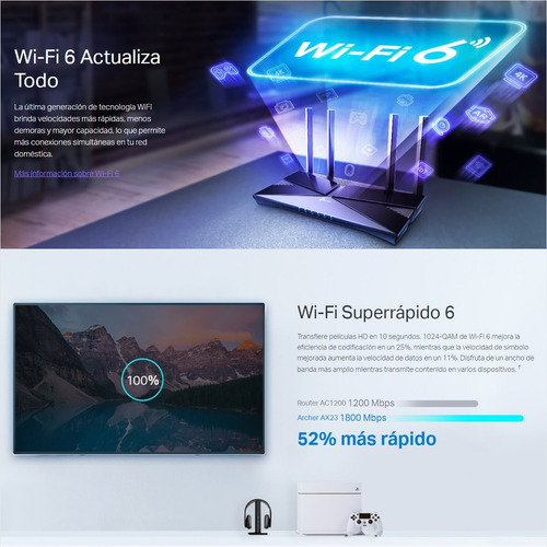 Router Gigabit Wifi 6 Dual Band Ax1800, Tp-link Archer Ax23