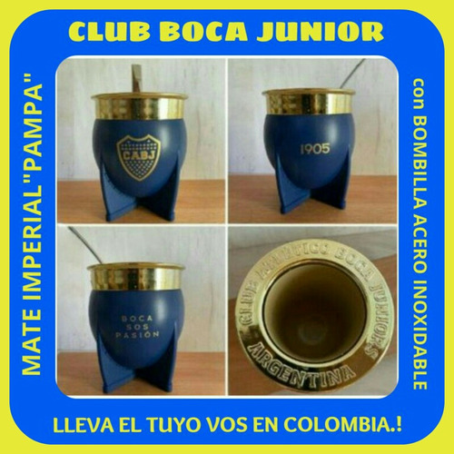 Novedad!mate Imperial Pampa Xl Club Boca Junior+bombilla+caj