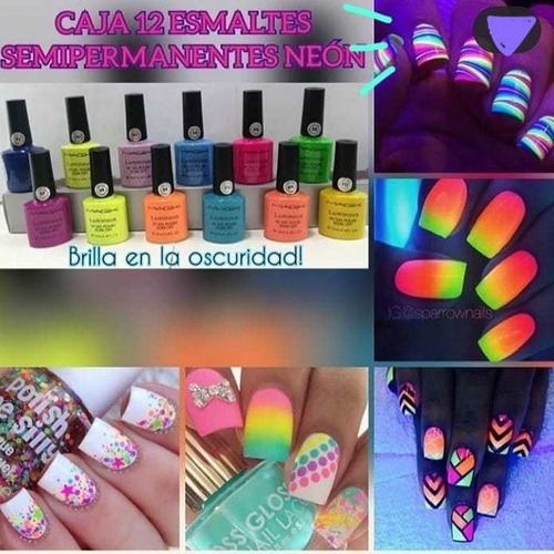 Imagen 2 de 2 de Esmalte Semipermanente Neon Brilla En La Oscuridad