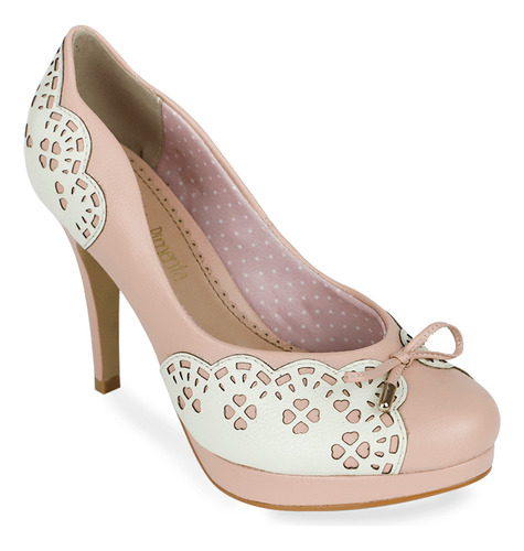 Lolita Pimenta Pump Meia Pata Coquette Couro Mix Candy Rosa 