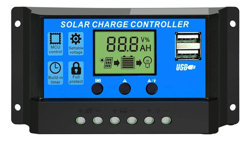 Controlador Solar 30a Dual Usb 12/24v Control V Batería