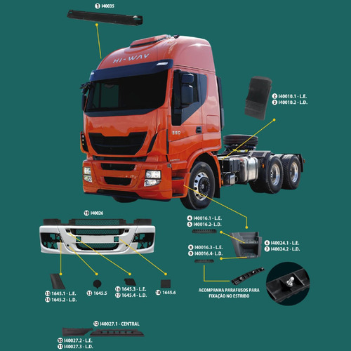 Imagen 3 de 7 de Kit Tapa De Paragolpe Der/izq P/iveco Stralis 2008 En Ade Cu