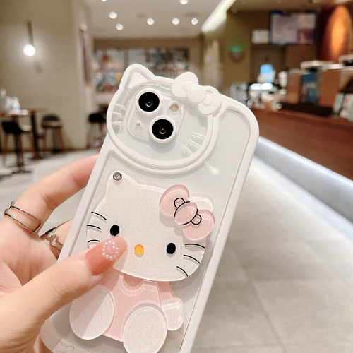 Qu Para iPhone Funda,mirror+silicone Phone Case Gatito