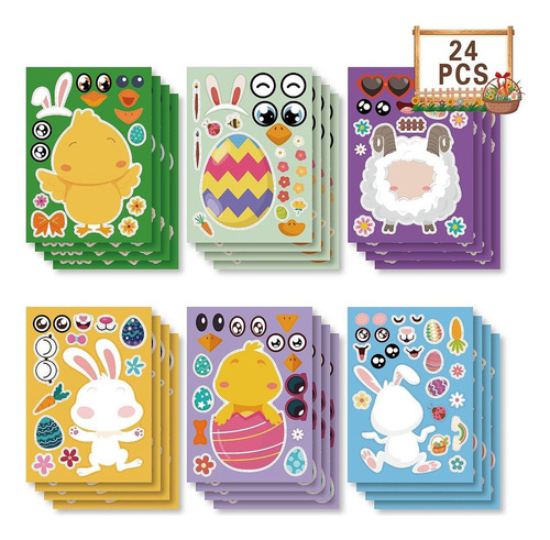 Tz 24 Piezas De Pegatinas De Juego De Fiesta De Pascua Diy