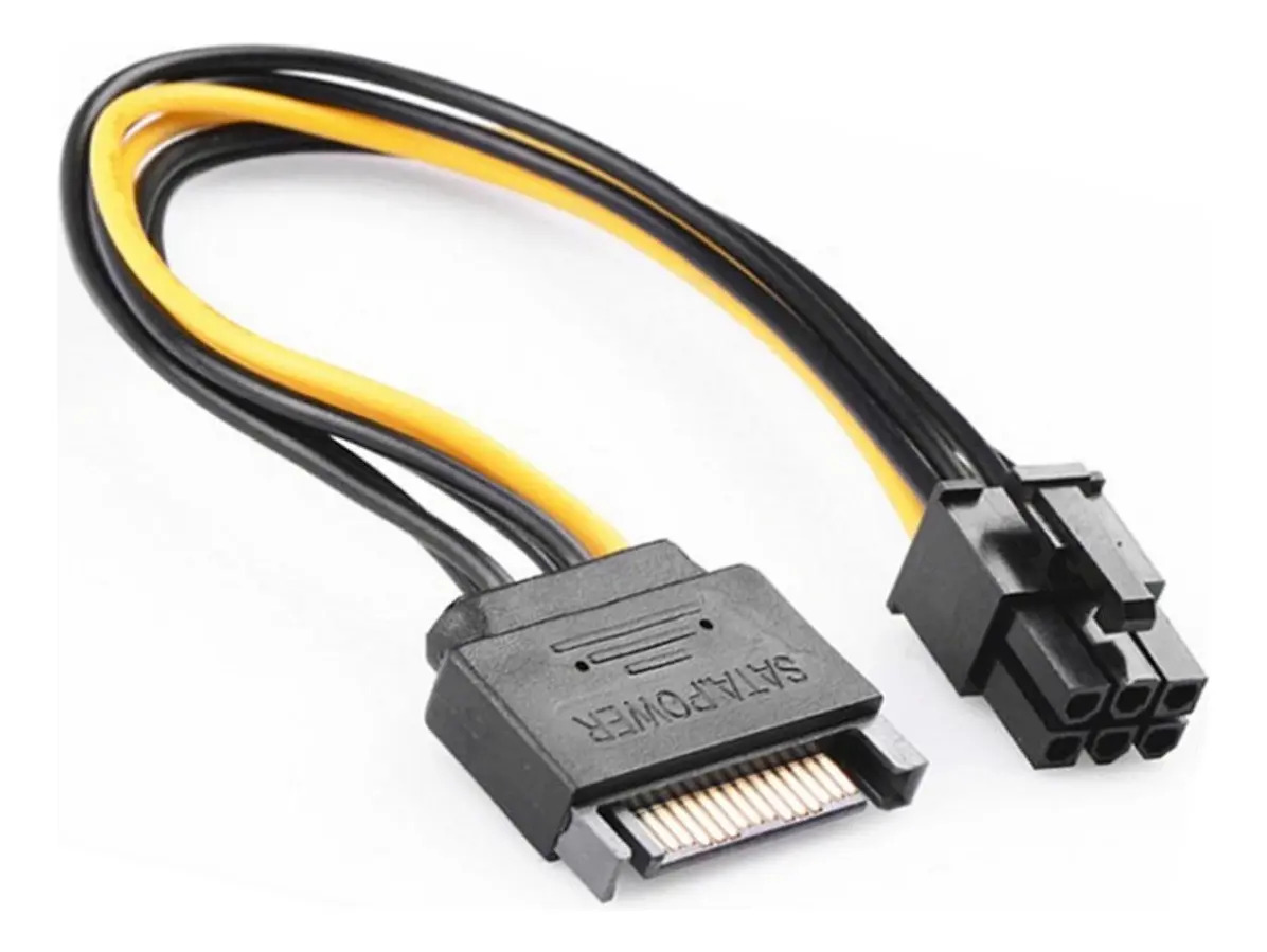 Cabo Adaptador Sata P/ Pci-e 6 Pinos Placa De Vídeo Gpu Cor Preto