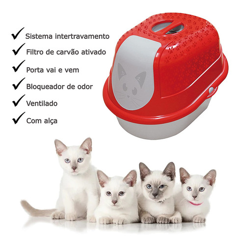 Imagem 3 de 8 de Banheiro Gatos Caixa De Areia Fechada Cat Toalete Com Filtro
