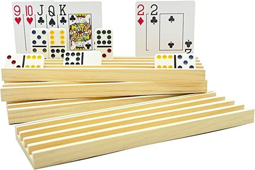 Seetooogames 4pcs Bandejas De Dominó De Madera, Juegos De F