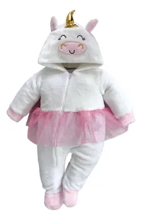 Mameluco Con Gorro Bordado Unicornio Rosa