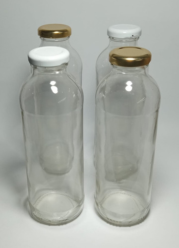 Imagen 1 de 3 de Botella Jugo  Vidrio 500 Ml C/tapa (x 5 Unidades)