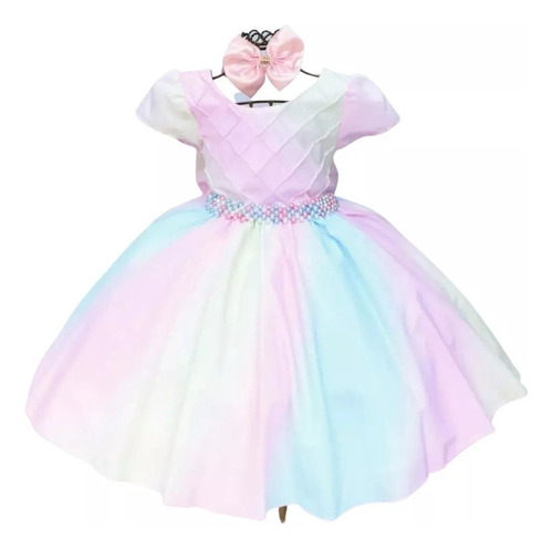 Vestido Temático Infantil Unicornio Encantado Y Corona