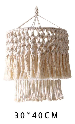 Lámpara De Macramé Boho, Estructura Metálica 30x40cm