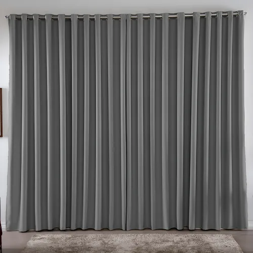 Cortina 3,00x2,80 Metros Blackout Blecaute Cinza Corta Luz Em Tec...
