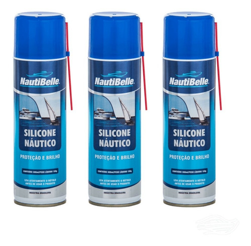 Silicone Náutico Nautibelle 300 Ml Spray Kit C/ 3 Un Barco 