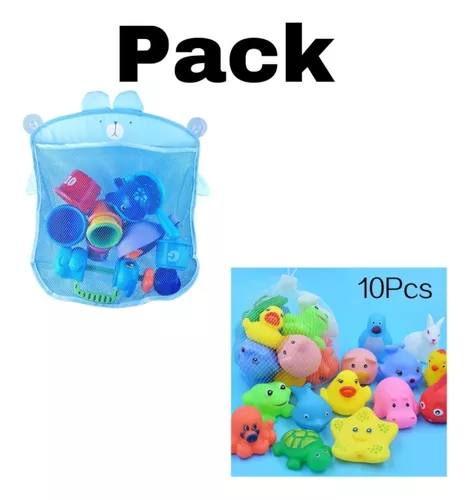 Pack Juguetes Para El Baño + Bolsa Organizadora Para Bañera