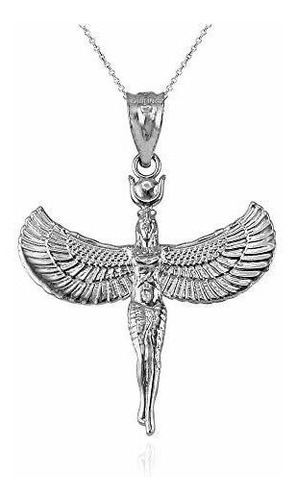 Collar - Sterling Silver Isis Egyptian Goddess Pendant Neckl