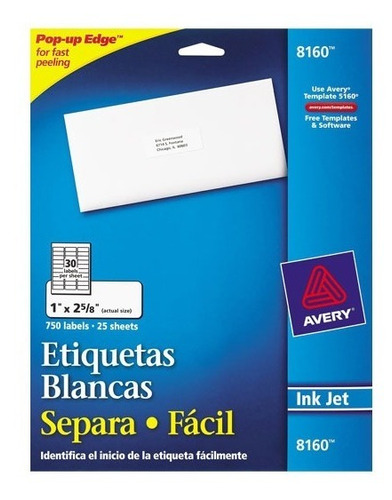 Etiquetas Separa Facil Blancas Avery 2.5x6.7 Cm 1 Paquete