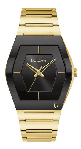 Reloj Bulova Futuro Cuarzo Dorado Negro Original Caballero