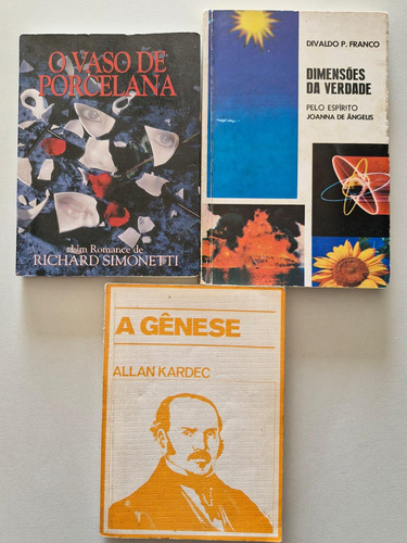 Livro, Kit(3), 1a Gênese, Alla Kardec, 2 O Vaso De Porcelana, Richard Simonetti, 3 Dimensões Da Verdade, Divaldo Franco