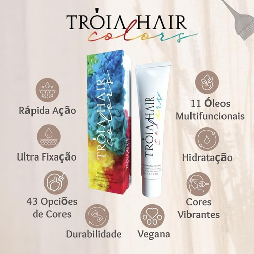 Coloración Tróia Hair Colors 60g Profesional C Todos Los Tonos Matizador Hielo