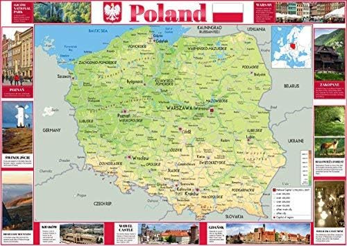 Póster Pictórico Mapa De Polonia - 23,4 X 16,5 Pulgadas - Pa