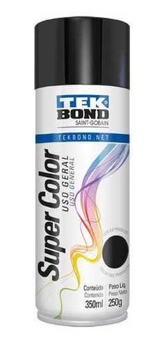 Pintura Aerosol Super Color Tek Bond Uso General Negro Brill