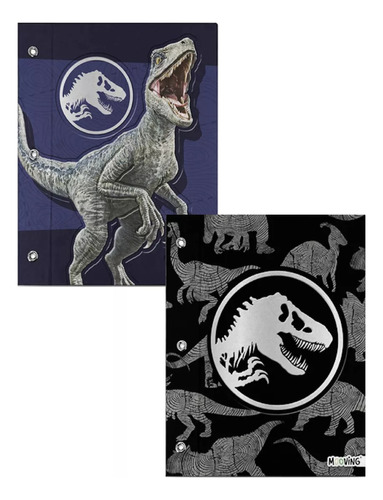 Carpeta Nro 3 Escolar Jurassic World Dinosaurio Blue Gancho