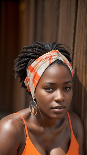 Faixa Cruzada De Cabelo Bandana Aberta Chega Rápido Cor Laranja Estampada