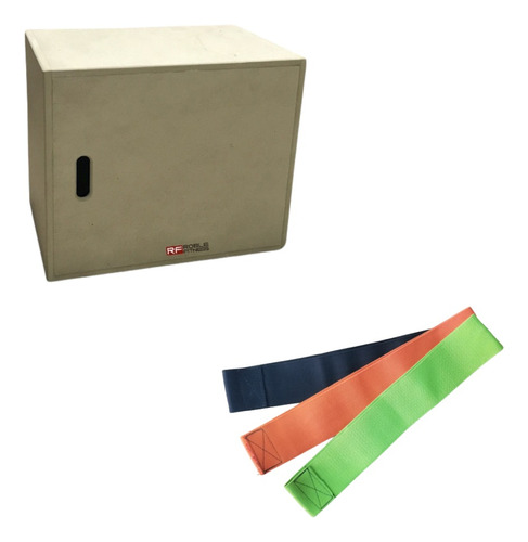 Cajon De Salto Reforzado Fitness 60x50x40 + Pack Bandas 