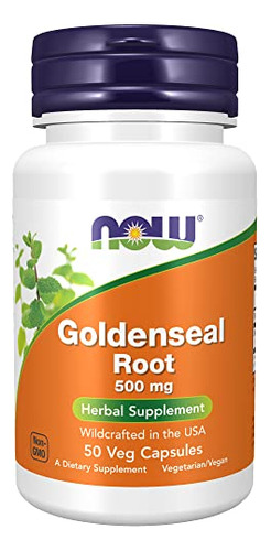 Suplemento Now Goldenseal Root 500 Mg De Ervas E 50 Cápsulas