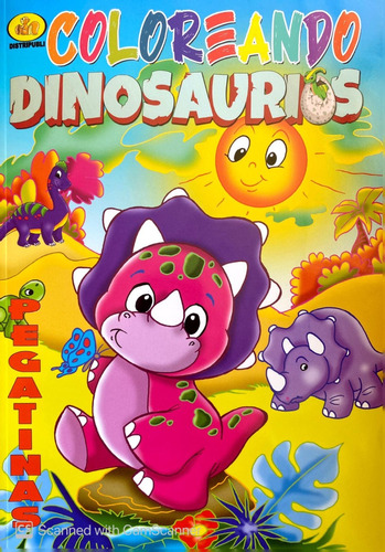Coloreando Dinosaurios - Libro Para Colorear Con Pegatinas