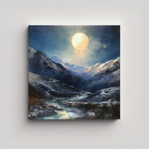 50x50cm Cuadro Decorativo Impresionista Luna Sobre La Cordil