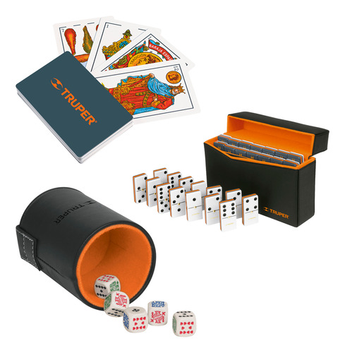 Juegos De Mesa, Domino + Dados + Baraja Española, Truper