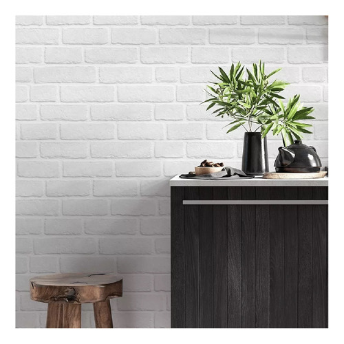 Papel De Parede Adesivo Decorativo Tijolo Branco 5m Lavável