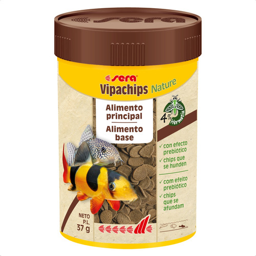 Racoes Sera Vipachips 37g P/ Peixes De Fundo Aquario Doce 