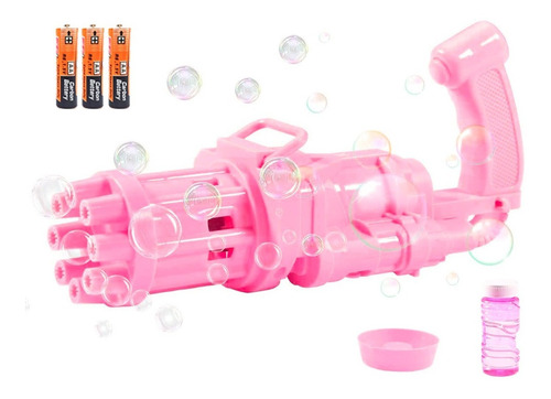 Pistola De Burbujas Agua Niños + Liquido Y Baterias Aa Auto
