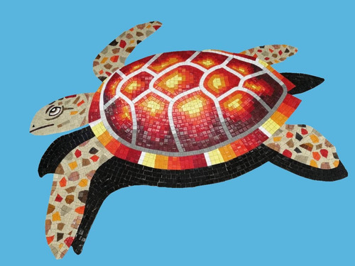 Imagen 2 de 3 de Mosaico Figura Tortuga Marina Roja De 60 Cms. Para Alberca