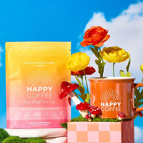 Café instantáneo café tostado con setas It Works! Happy Coffee Happy Coffee bolsa 4.6 g 15 u