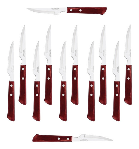 Set X12 Cuchillo Tramontina Para Mesa Churrasco Polywood 