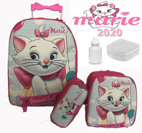 Kit Mochila Carrinho Infantil  Rodinhas Minnie Marie Outros 