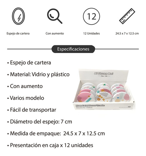 Imagen 4 de 5 de Espejo Cartera Doble Faz, Cajax12