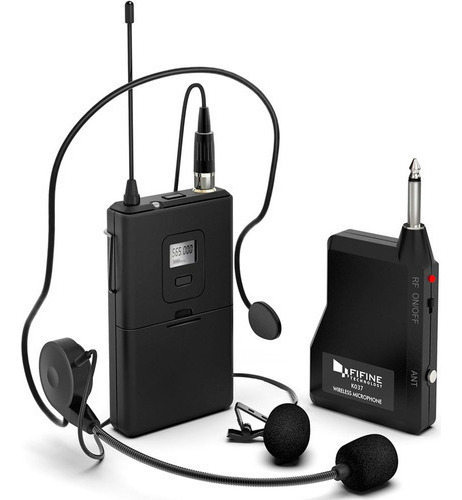 Sistema Micrófono Inalámbrico Fifine K037b Vincha/corbatero Color Negro