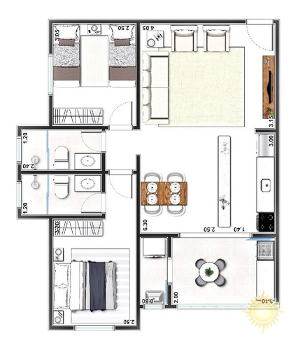 Imagem 2 de 19 de Ótima Localização Apartamento Com 02 Dormitórios, 01 Suíte, E Lazer No 5º Andar !!! - 12209
