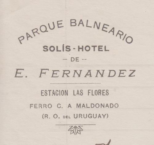 Hotel Balneario Solis 1919 Antigua Carta Maldonado Vintage