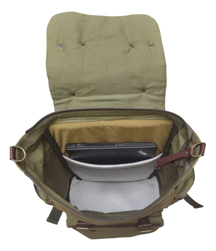 Mochila El Eternauta S R San Roman Fontana 25 L Lona Verde Musgo Liso