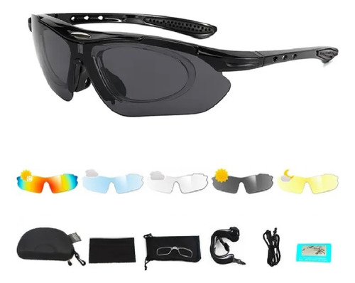 Kit Óculos + 5 Lentes Uv400 Esportivo Ciclismo Ciclista