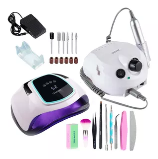 Kit Uñas Manicura Lampara Led Uv Gadnic + Torno 35,000 Rpm