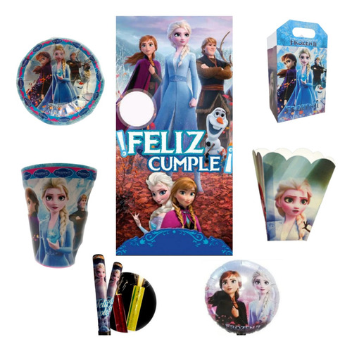 Frozen Paquete Fiesta Articulos Elsa Set Kit Plato Vaso Envi