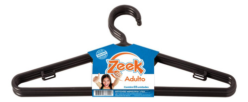 Cabide Adulto Preto Zeek 3 Und