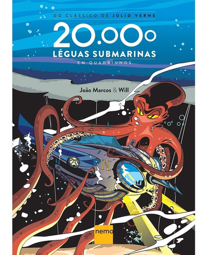 20.000 Léguas Submarinas em Quadrinhos, de João Marcos. Editora Nemo, capa mole em português, 2012